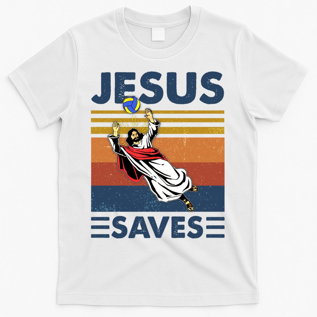 Volleyball Jesus Saves Vintage Volleyball Coach T-Shirt