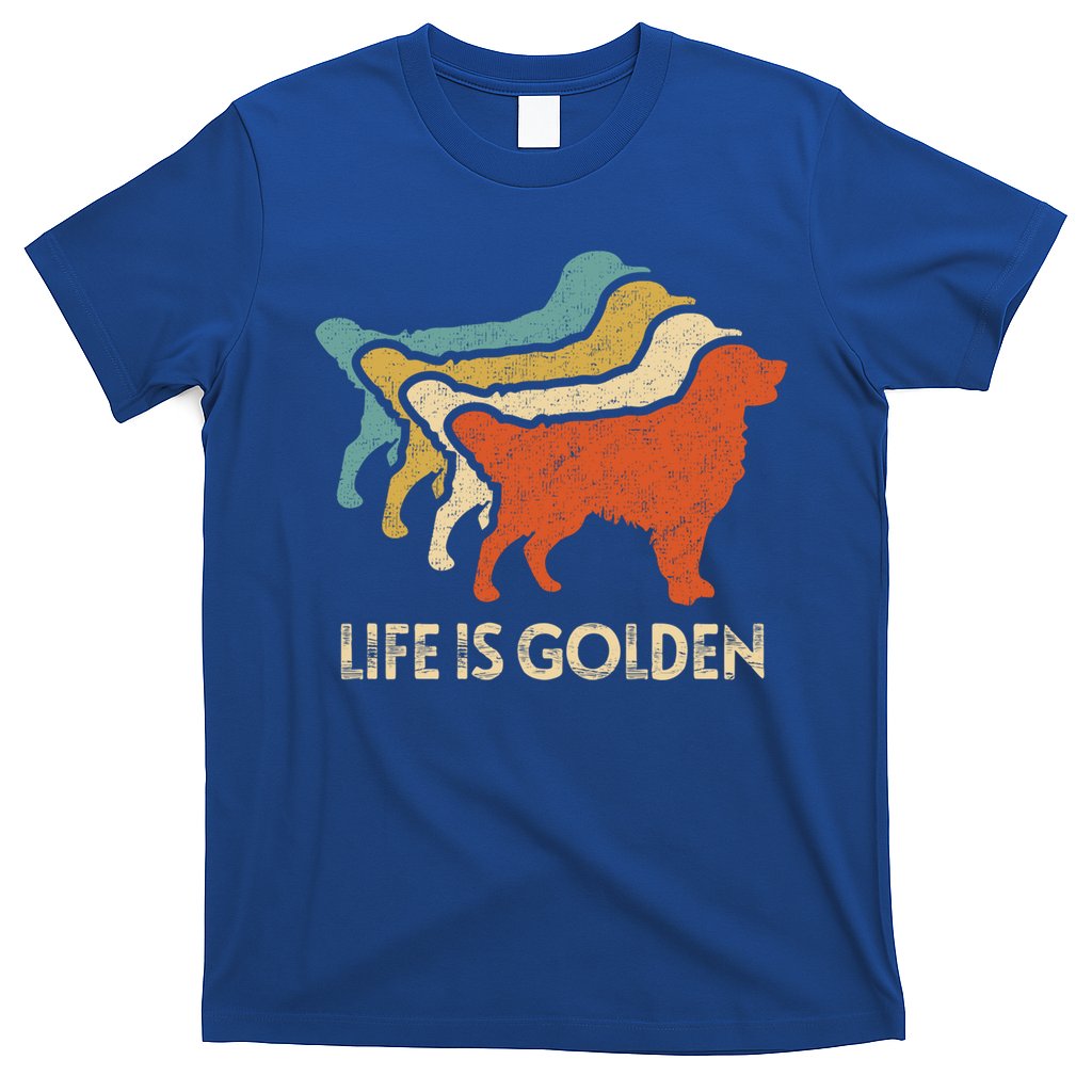 Vintage Retro Life Is Golden Retriever Dog Distressed Funny Meaningful Gift T-Shirt